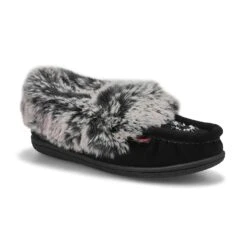 SoftMoc Girls' Cute 6 Jr Faux Rabbit Fur Mocc -Shoes Sale Shop CUTE6 JR BLK XXX