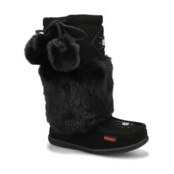 SoftMoc Girls' Niska 6 Jr Faux Rabbit Fur Muk -Shoes Sale Shop NISKA6 JR BLK XXX